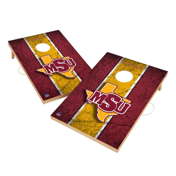 slide 2 of 5, Vintage Midwestern State Mustangs Regulation 2x4 Cornhole Set