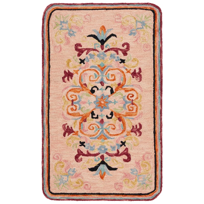 SAFAVIEH Handmade Jardin Luba Floral Wool Rug - 3' x 5' - Light Pink/Rust