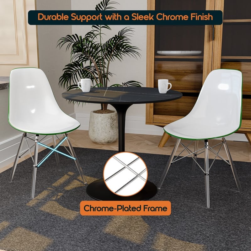 Dover Modern Acrylic Accent Side Chair with Eiffel-Style Legs for Dining Room, Kitchen, Office, or Indoor/Outdoor Seating
