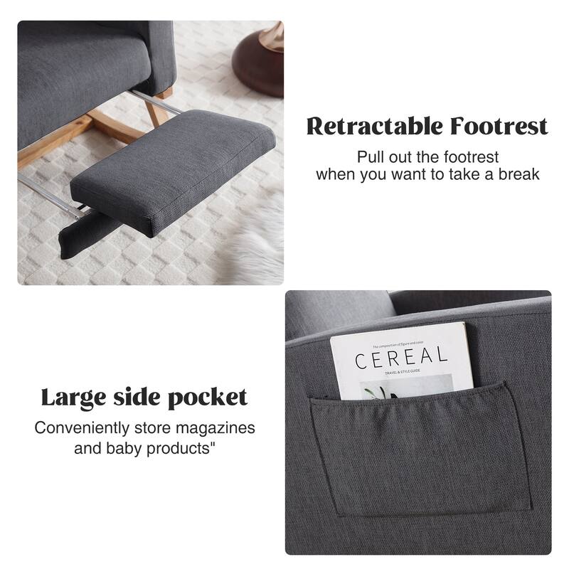 HOMYKA Rocking Chair for Nursery with Footrest