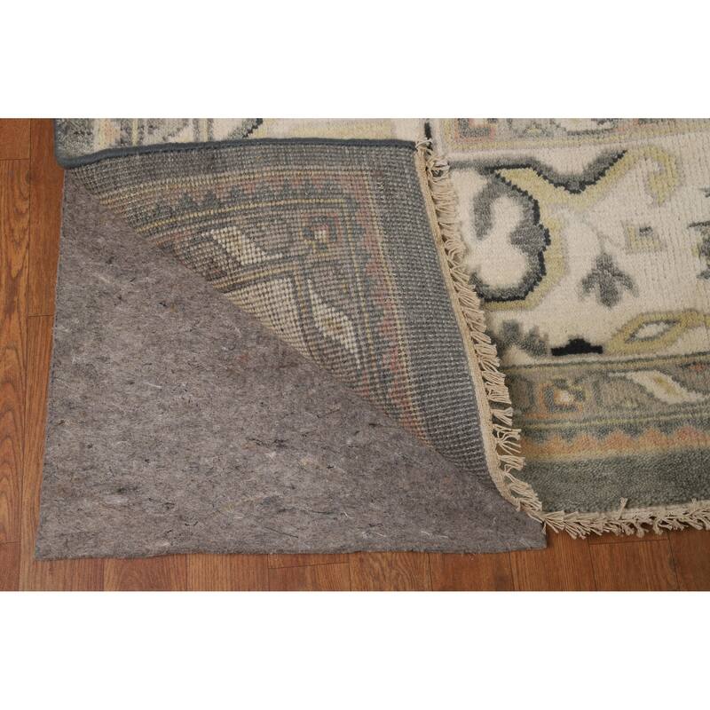 Gray Oushak Indian Area Rug Handmade Geometric Wool Carpet - 8'4" x 11'10"