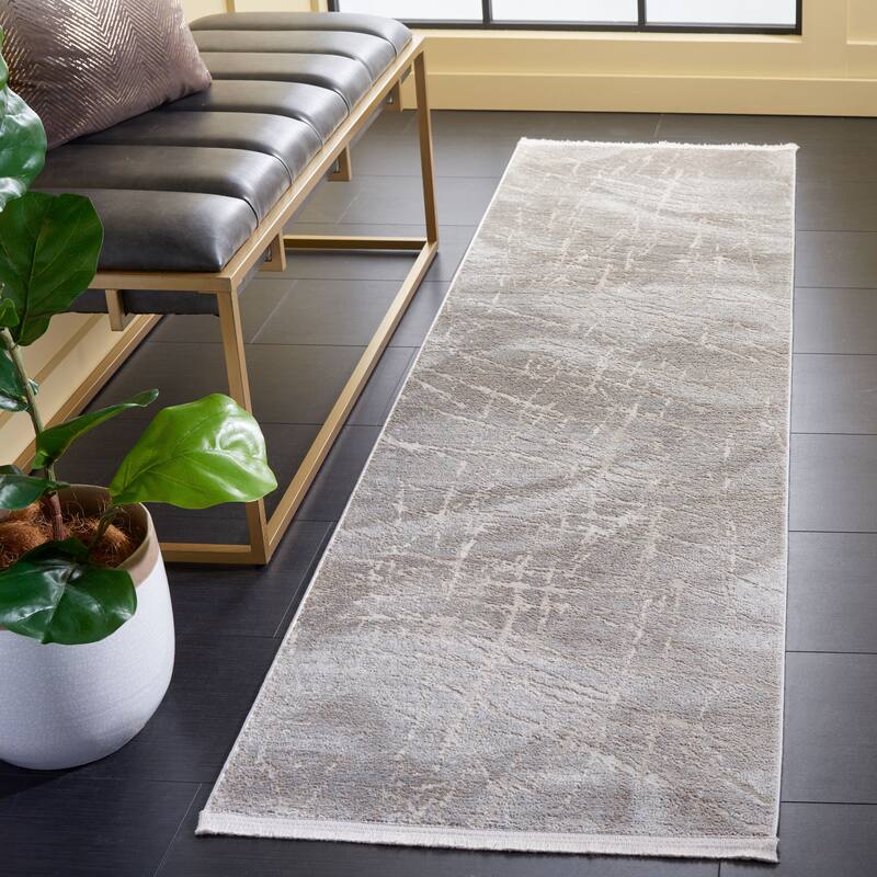 SAFAVIEH Platinum Arta Glam Abstract Rug - 2'2" x 8' Runner - Grey/Light Grey