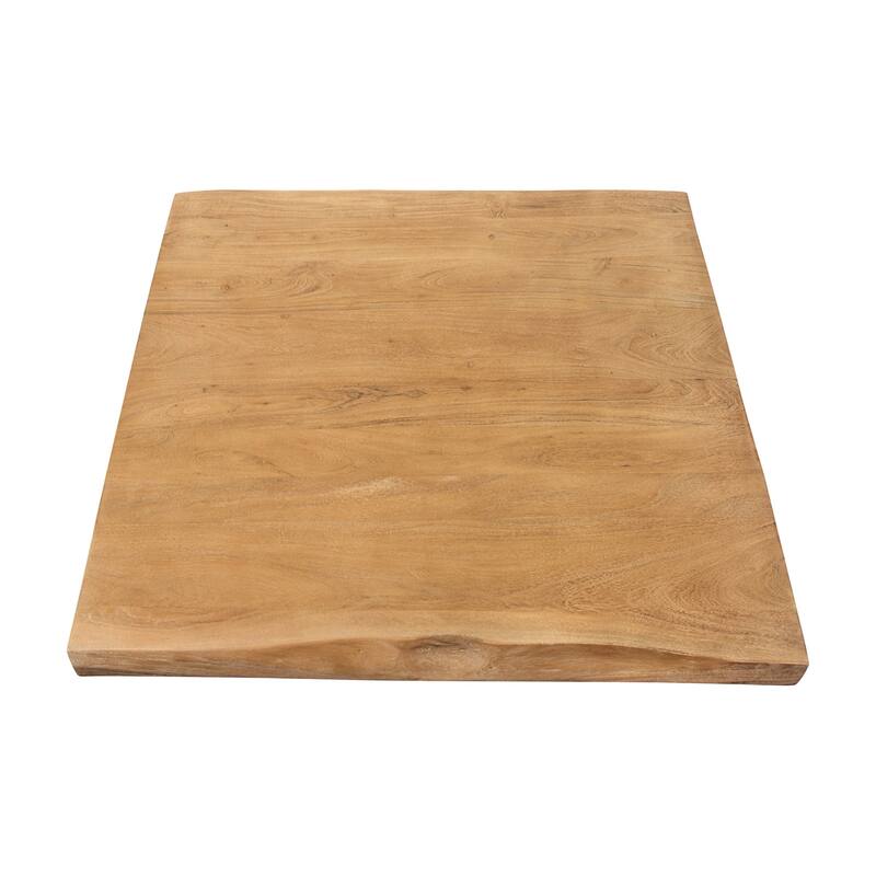 HomeRoots 39" Natural And Black Solid Wood And Iron Square Distressed Coffee Table - 39' X '18' X '39