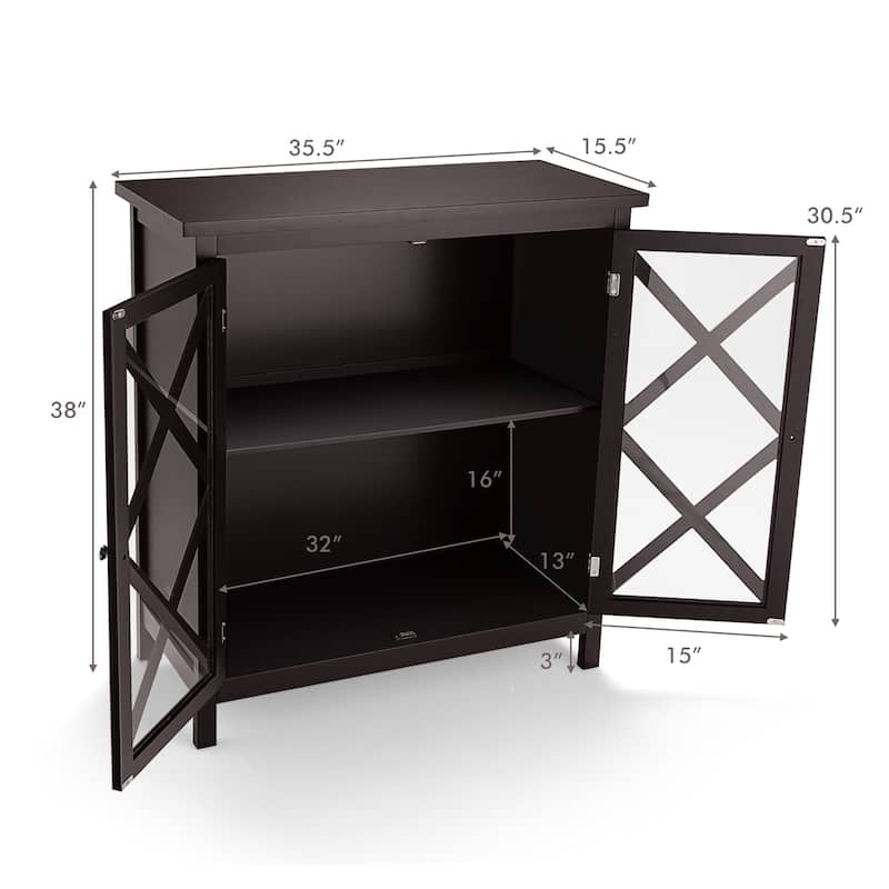 Costway Kitchen Buffet Sideboard Storage Cabinet w/Glass Doors & - See Details