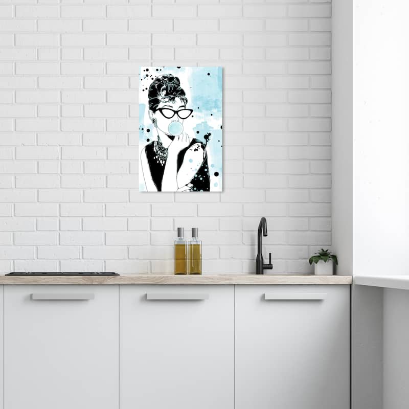 Wynwood Studio Fashion and Glam Splatter Icon Blue and Light Blue Glam Wall Art Canvas Print - 24 x 16