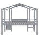 preview thumbnail 6 of 7, Grey Twin Size Loft House Bed with Ladder and Slide, Blackboard and Light Strip on The Roof