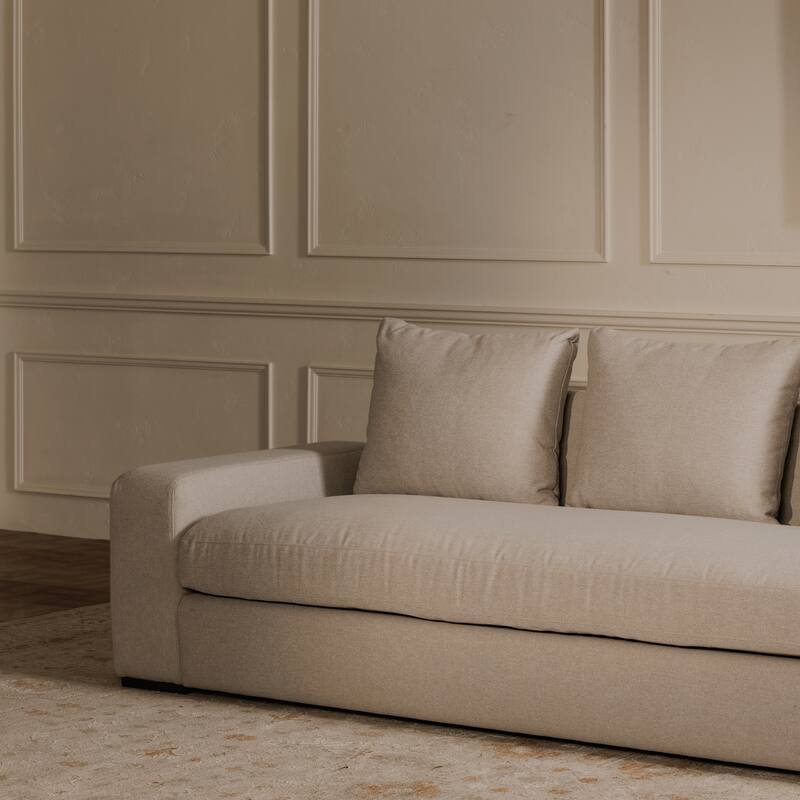 NADAAL STUDIOS Cavan Sofa, Wide Track Arms, Reversible Back Cushions, Feather-Fiber Bench Seat, Ivory