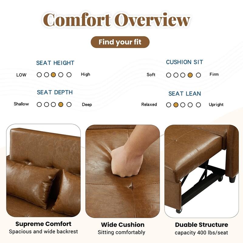 51.57" Space-Saving Sleeper Chair, Convertible Bed with 3 USB Ports