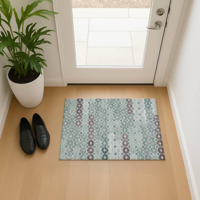 Premium Washable Super Soft Whimsy Mosaic Mayfield Rug - Teal - 1'8" x 2'6"