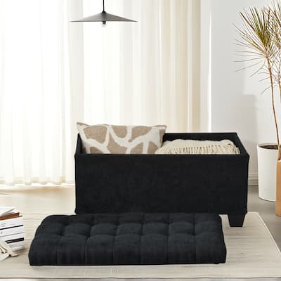 Upholstered Storage Ottoman Bench,Entryway Footstool with Legs