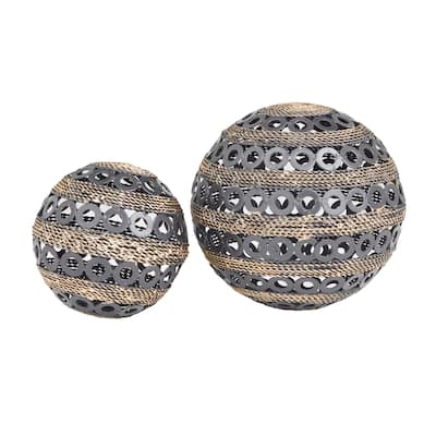 Metal Geometric Sculpture - Set of 2 Gray - Roche River Decor - 8"W x 8"L x 8"H