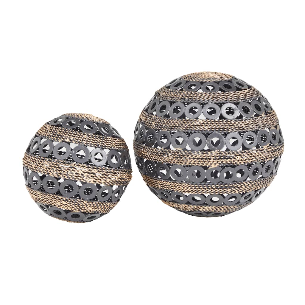 Metal Geometric Sculpture - Set of 2 Gray - Roche River Decor - 8"W x 8"L x 8"H