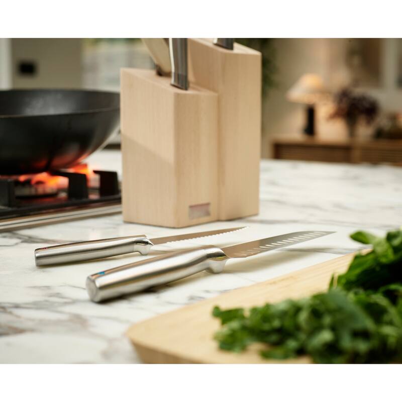 Joseph Joseph Elevate Fusion 5-piece Knife, Cleaver and Scissor Set with Beechwood Block