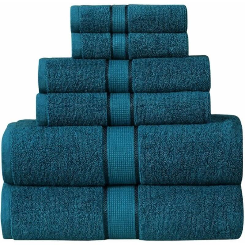Superior Absorbent Zero Twist Cotton Bath Towel 6 Piece Set | 600 GSM | 2 Washcloths, 2 Hand Towels, 2 Bath Towels - 27''X54''