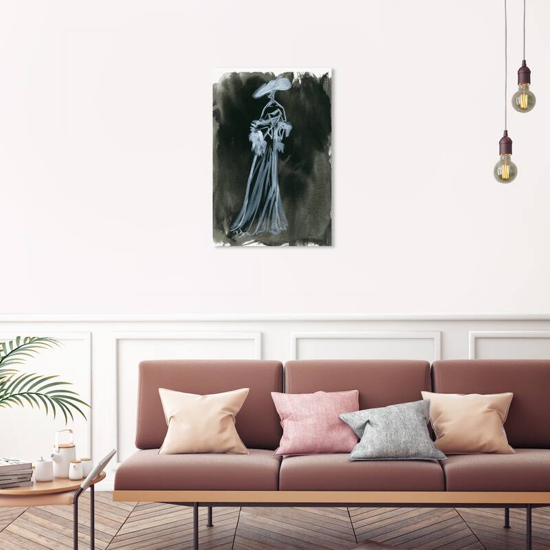Wynwood Studio Canvas Fashion and Glam Elegant Dress Ink Noire Black and Dark Blue Glam Wall Art Canvas Print - 30 x 20