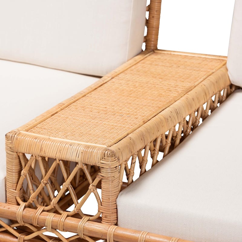 Pakis Bohemian Light Honey Rattan Tete-a-Tete Sofa