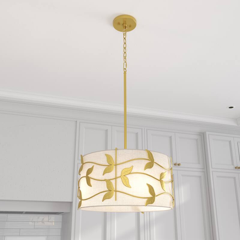 Acroma 4-light Gold/Black Ceiling Cotton Drum Light