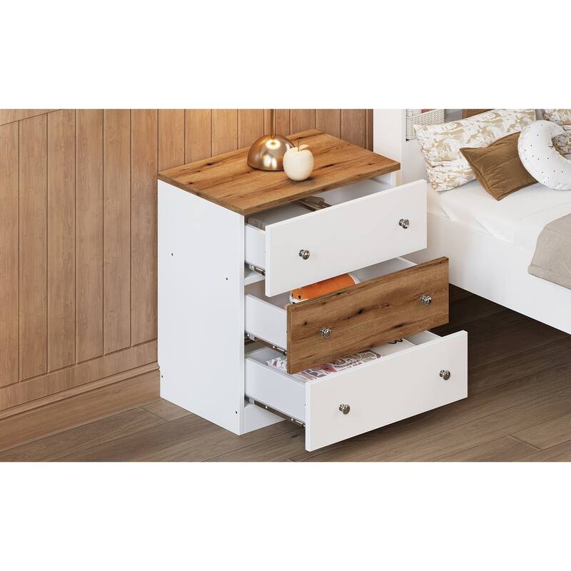 3-Drawer Wooden Nightstand