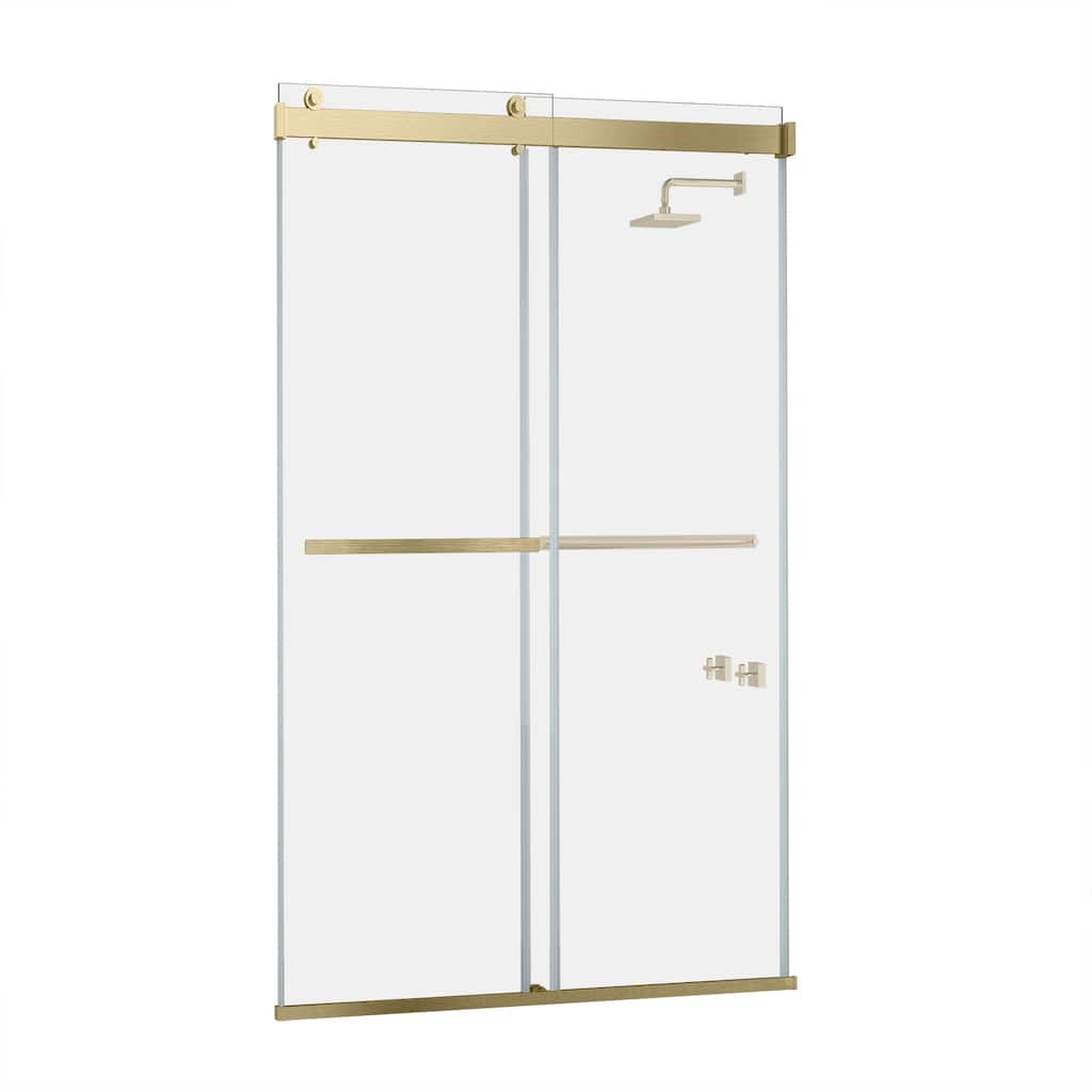 Spezia 48"W x 76"H Sliding Frameless Shower Door in Brushed Gold