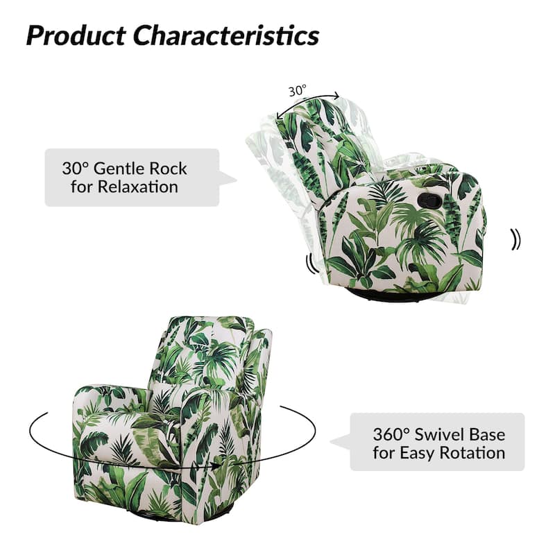Arlette Floral Manual Swivel Recliner with Tufted Back Set of 2
