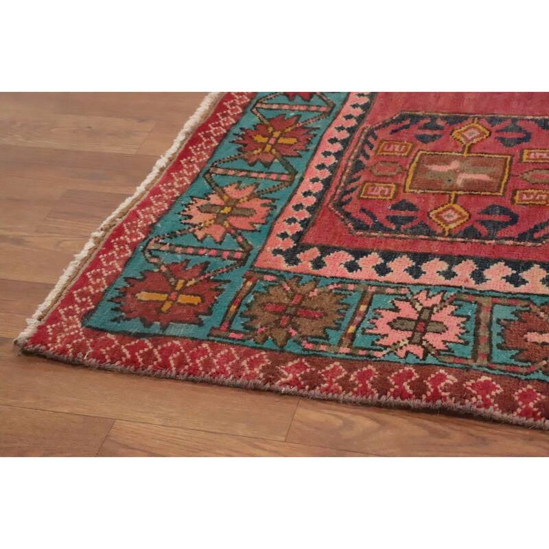 Hand Knotted Oriental 100% Wool Carpet Traditional Tribal Red Ardebil Area Rug - 10' 4'' X 4' 6''