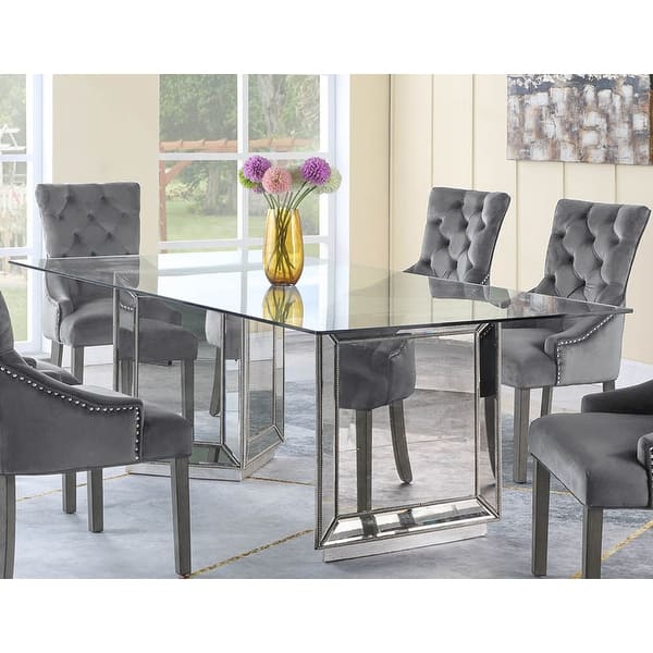 Best Master Furniture 96 Inch Silver Glass Dining Table Overstock 22270551