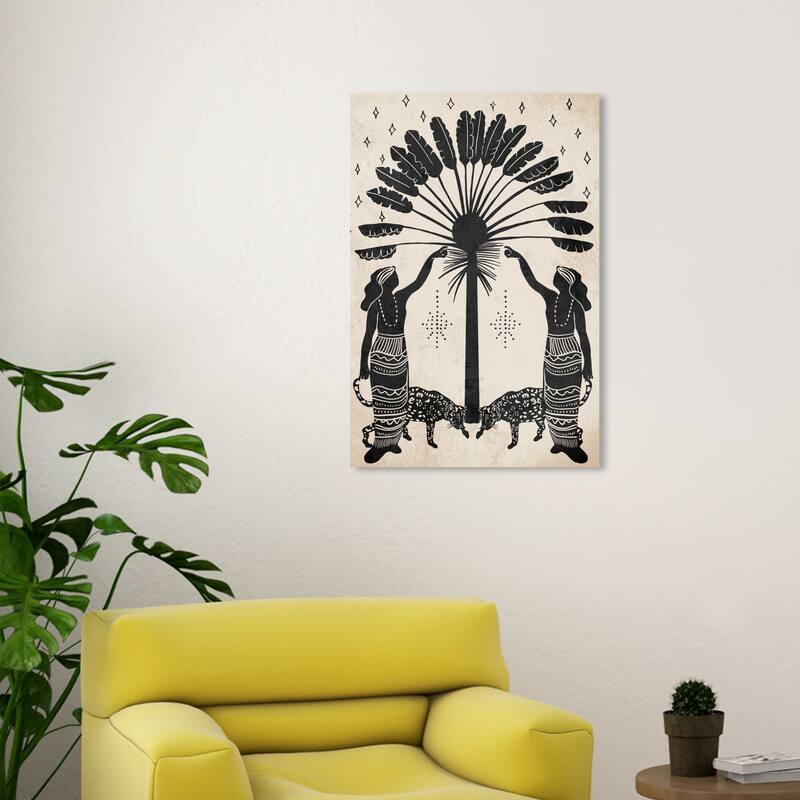Wynwood Studio Canvas Animals Wild Village Ladies Black and Cream White Traditional Wall Art Canvas Print - Black, White - 30 x 20