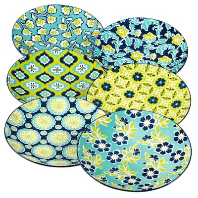 Certified International Tapestry Set of 6 Salad Plate 8.75" (6) asst. - 8.75" Diam X 0.75"