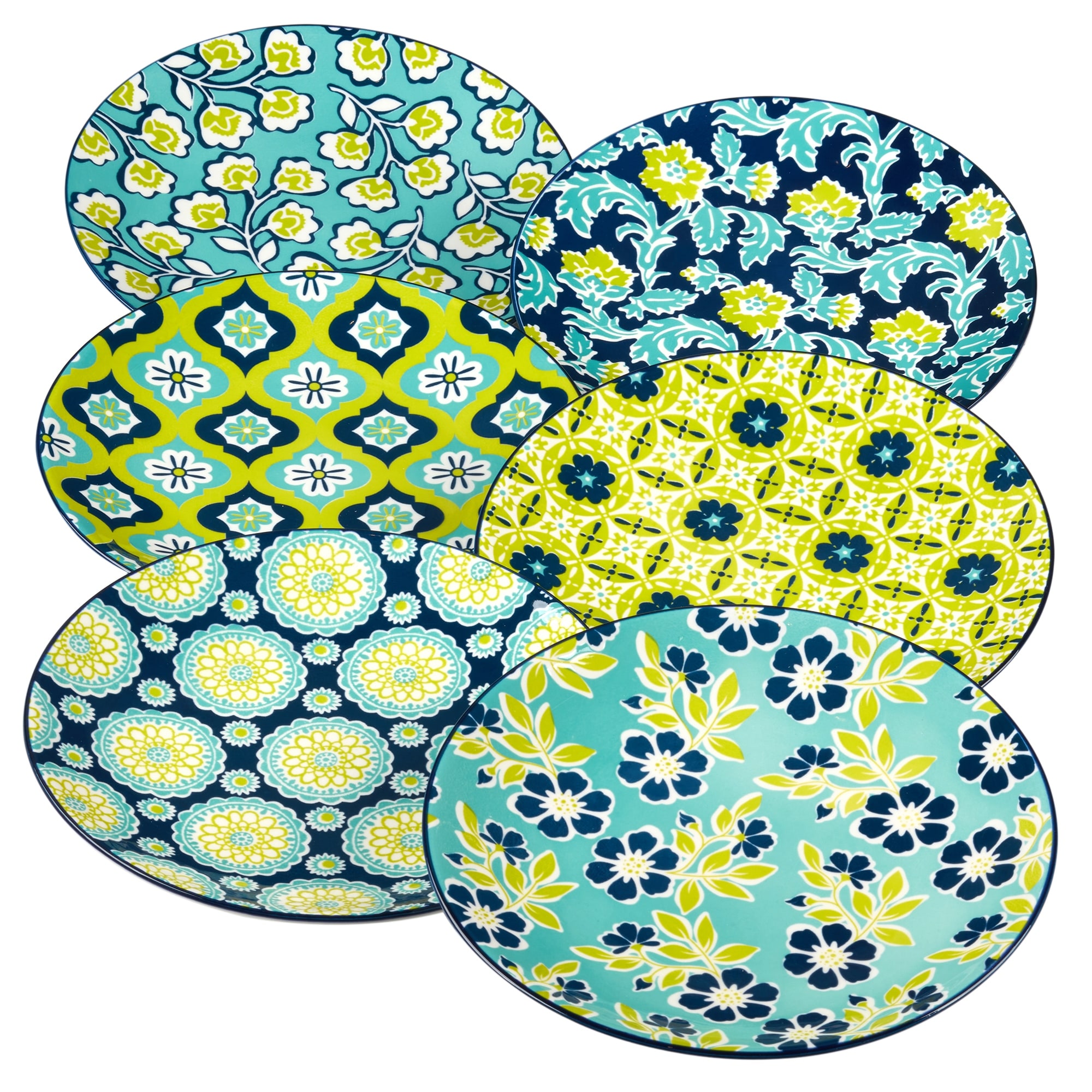 Certified International Tapestry Set of 6 Salad Plate 8.75" (6) asst. - 8.75" Diam X 0.75"