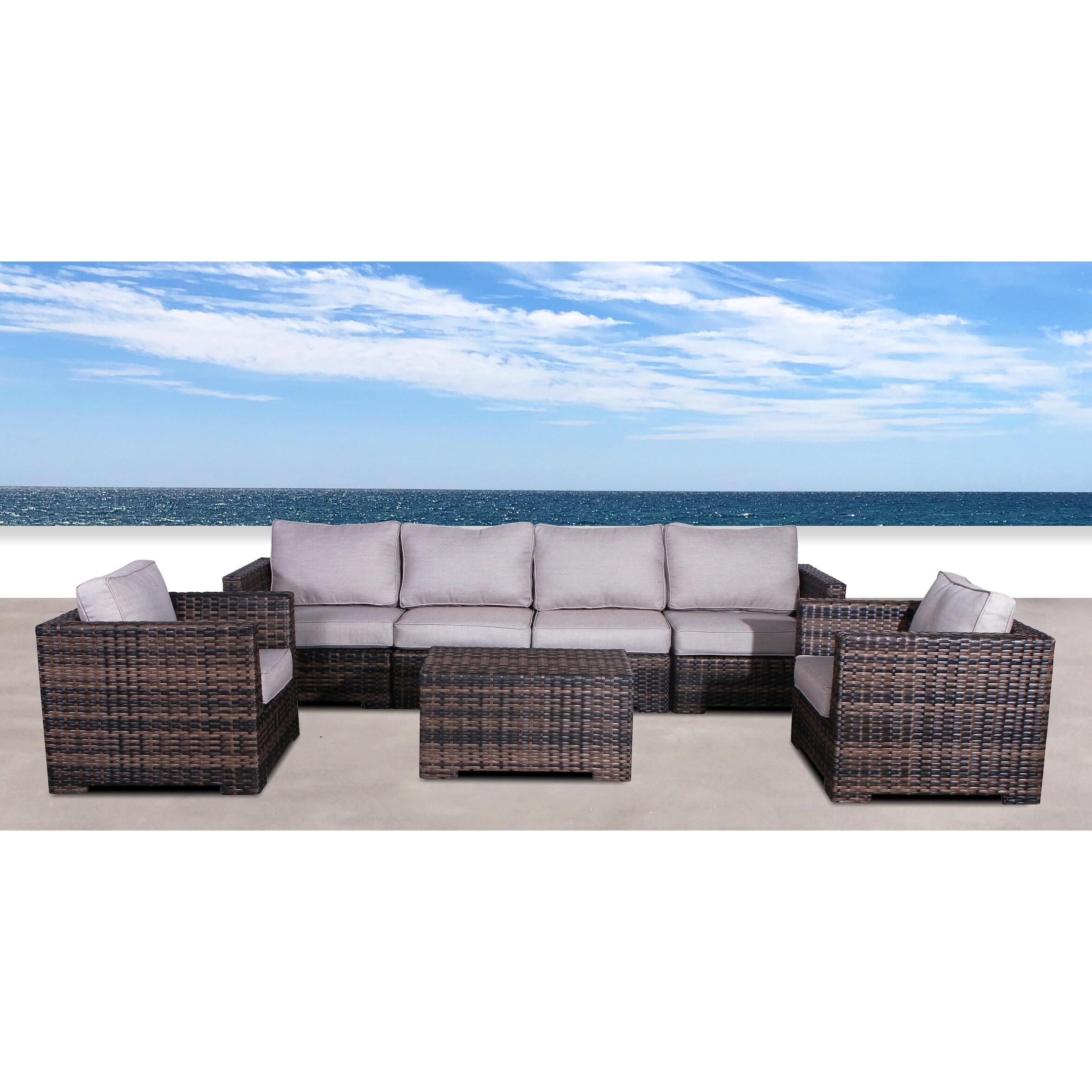 7 piece rattan sectional set with cushions discount