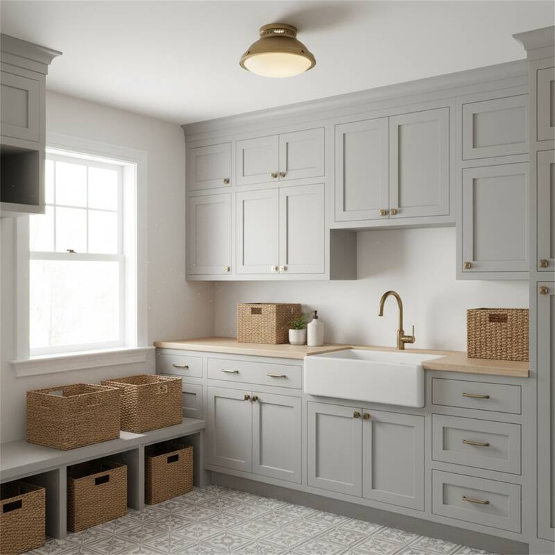 2-Light 14-in Polished Brass Flush Mount