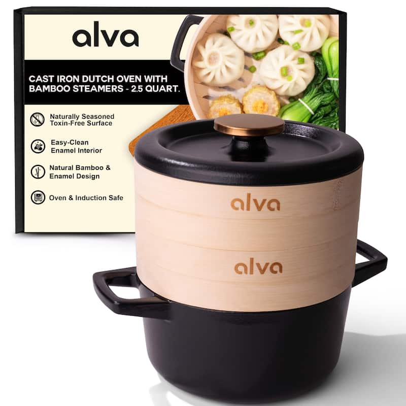 Alva Nori Enameled Cast Iron Dutch Oven w/ Lid Nonstick Enameled Pot - 2.1 Qt