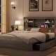 preview thumbnail 9 of 15, Bed Frame with High Storage Bookcase Headboard, 4 Storage Drawers, Built In Charging Station Grey - Full