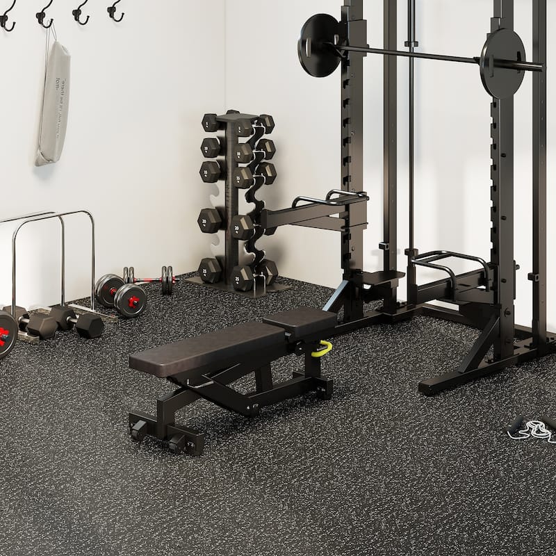 Black Interlocking Foam Exercise Mat Puzzle Tiles 48 Sq Ft Rubber and PE Foam Gym Flooring - 24" x 24"