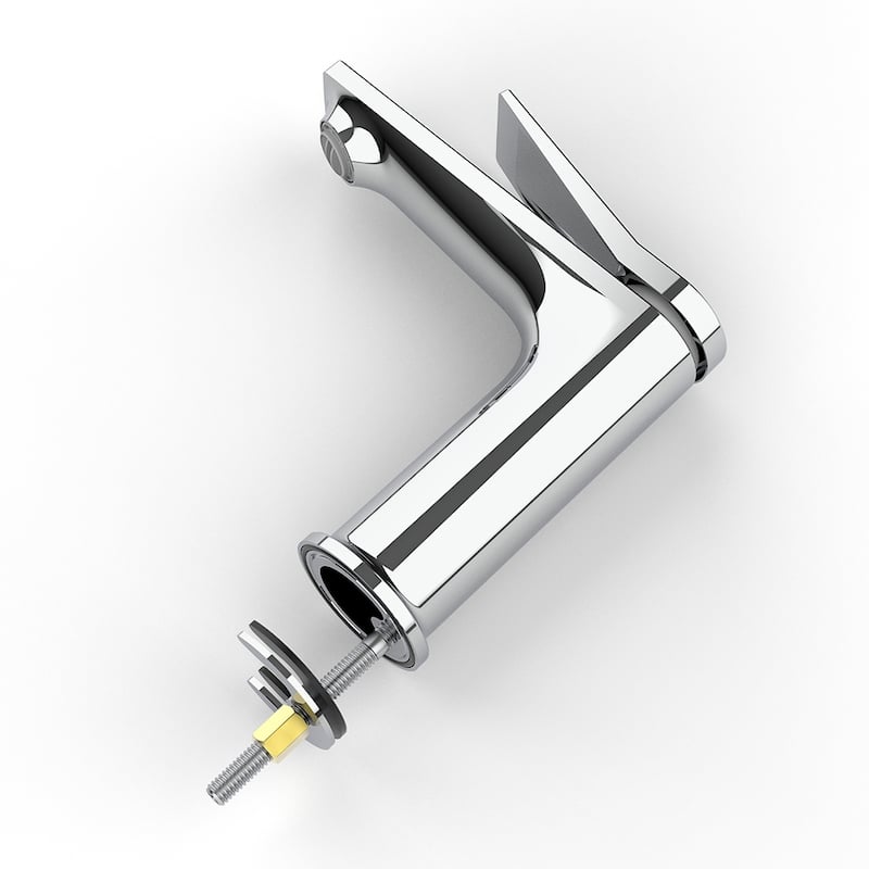 Chrome Single Handle Bathroom Faucet for 1 Hole Vanity Sink - 7.08" x 1.77" x 7.24"
