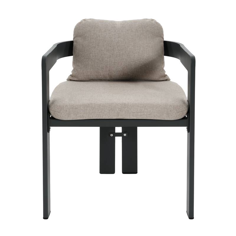 Pula Patio Outdoor Aluminum Dining Chair (Excluding the table) - Beige+Black