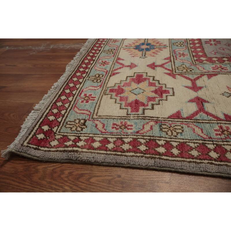 Hand Knotted Oriental 100% Wool Carpet Traditional Geometric Greys & Charcoal Kazak Area Rug - 11' 6'' X 8' 11''