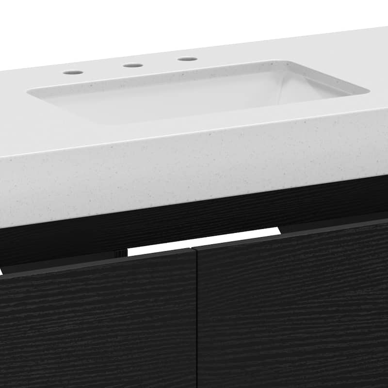 Moasis 47" W 3 Drawer Floating Bathroom Vanity with Stone Top and Ceramic Basin