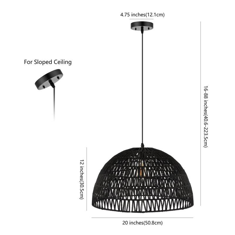 Jigu 1-Light Woven Rattan/Iron LED Pendant, by JONATHAN Y