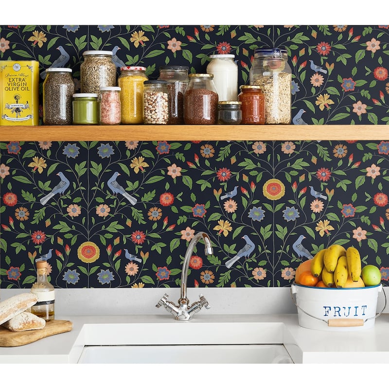 NextWall Bird Toile Peel and Stick Wallpaper