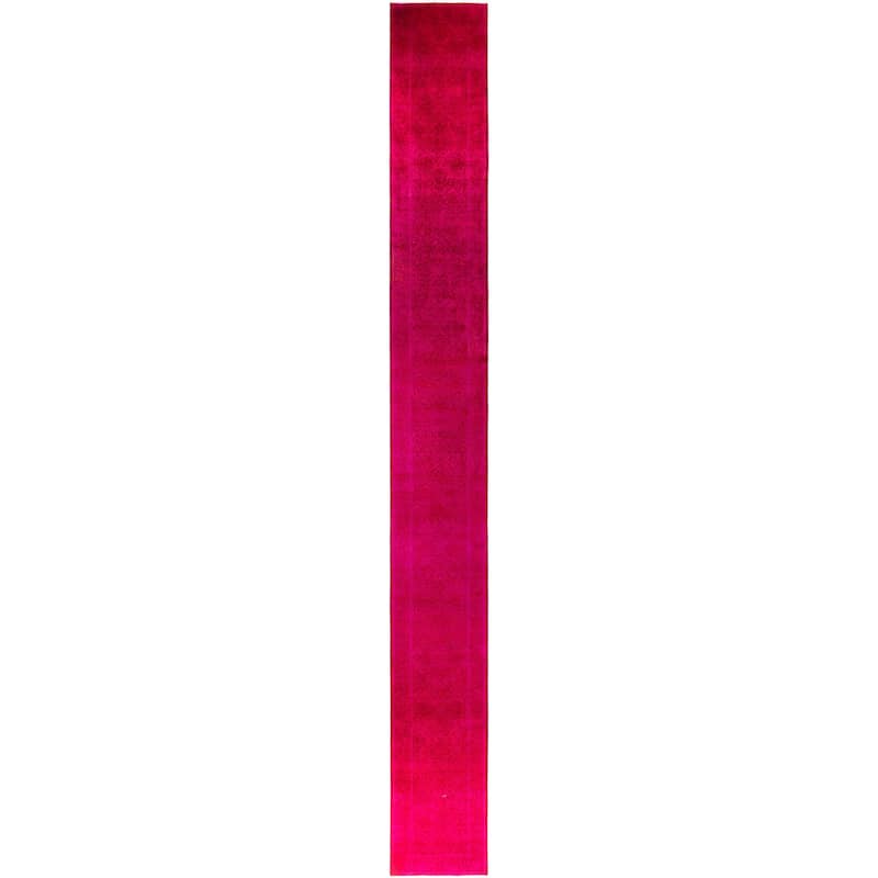 Overdyed One-of-a-Kind Hand-Knotted Area Rug - Pink - 2' 6" x 23' 10"