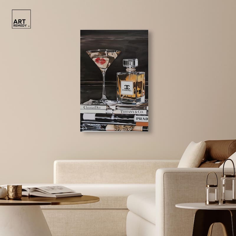 Martini Books Canvas by Art Remedy, Gallery Wrapped