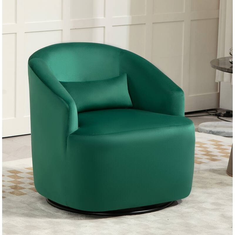 US Pride Furniture Accent Chair with Barrel-shaped Design and 360 Degree Swivel Feature