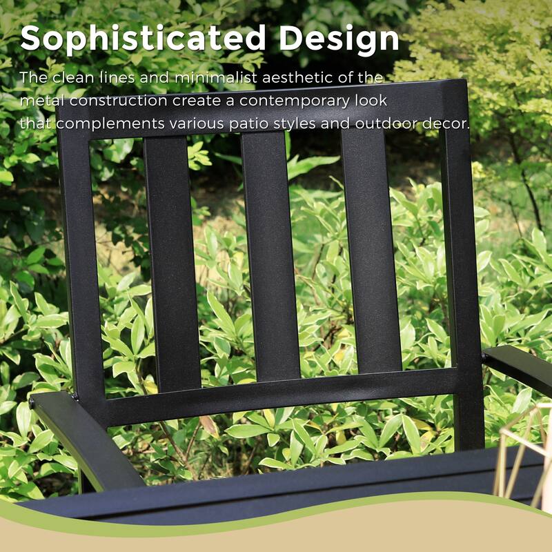 MAISON ARTS Patio E-coated Weather-resistant Stackable Dining Armchairs (Set of 2)