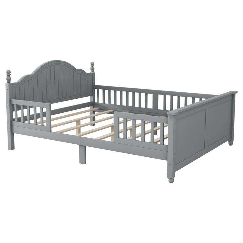 Full Size Bed For Kids, Wood Full Platform Bed with Headboard and Footboard, White