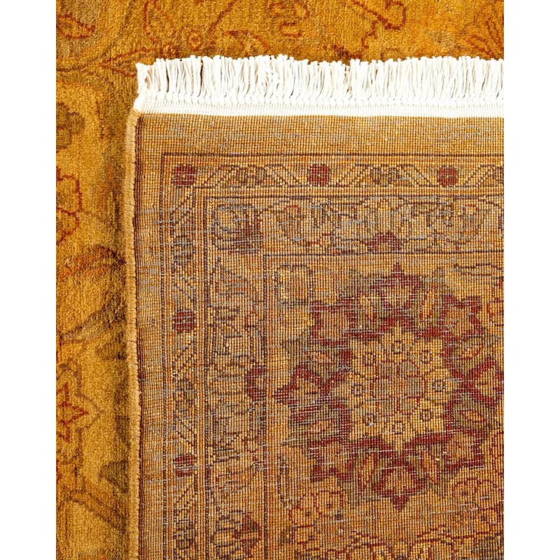 Overton Hand Knotted Wool Vintage Inspired Modern Contemporary Overdyed Gold Area Rug - 6' 3" x 12' 3"