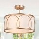 preview thumbnail 1 of 6, Bella Modern Glam 3-light Drum Semi-Flush Mount Lights Off-white Fabric Chandelier - L13.8'' x W13.8'' x H11.8 L13.8'' x W13.8'' x H11.8 - Gold/Cream