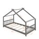 preview thumbnail 14 of 25, Twin Size House Bed with Roof with Playhouse Design, Semi-Enclosed Sleeping Space, Sturdy Pinewood Frame