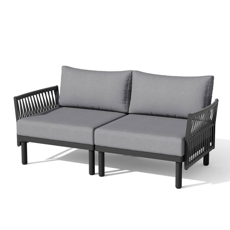 Outdoor Patio Aluminum PE Rattan Free Combination Sectional Sofa Conversation Seating Set