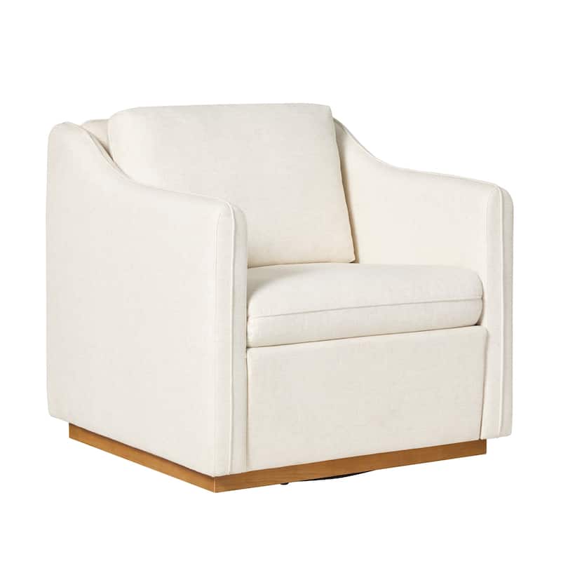 Walker Edison Modern Farmhouse Upholstered Linen Swivel Armchair